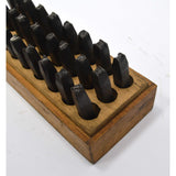 Antique ALPHABET PUNCH SET Complete Roman Font ABC's in WOOD BOX "HOGGSON BRAND"