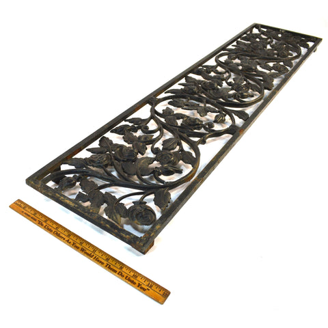 Salvaged CAST IRON CLIMBING ROSES GATE INSERT 44" Grate/Vent Cover WINDOW PANEL+