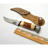 Vintage TRAMONTINA Brasil "INOX-STAINLESS" HUNTING KNIFE 5" Fixed Blade + SHEATH