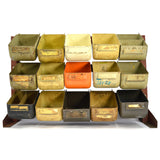 Vintage METAL PARTS BIN RACK 3-Rows, 15 Bins by "SP SYSTEMS INC." of Detroit, MI