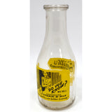Vintage ACL/PYRO GLASS "ICE CREAM" MILK BOTTLE Yellow "SMITH'S MODEL DAIRY INC."
