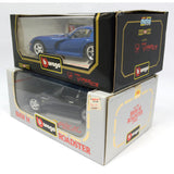 Lot of 2 BURAGO DIECAST CARS 1:18 Scale BMW M ROADSTER #3349 Dodge Viper #3030