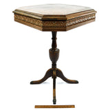 Antique VICTORIAN HARDWOOD PEDESTAL TABLE 18x18 Square CARVED & INLAID Claw Feet