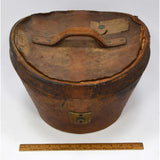 Antique LEATHER TOP HAT BOX by "YOUNG BROS." of NY w/ ORIGINAL MONEY ORDER TAGS
