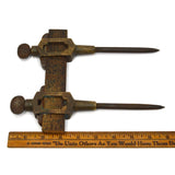 Antique BRASS & GUNMETAL TRAMMEL POINTS Unbranded HARDWOOD BEAM COMPASS c.19th