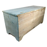 VTG/Antique HAND-PAINTED BLANKET CHEST Folk Art Box BABY BLUE TRUNK Floral Motif