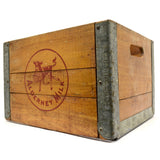 Vintage ALDERNEY MILK Wood & Steel DAIRY CRATE w/ BABY COW LOGO Newark, NJ Rare!