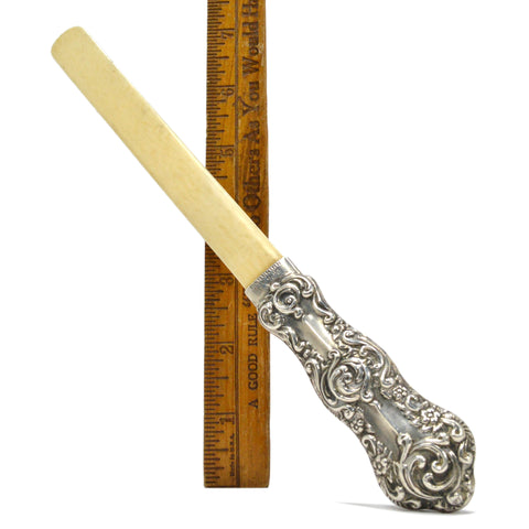 Antique HALLMARKED STERLING SILVER & BONE PAGE TURNER by H.M., "GARNKIRK" c.1903