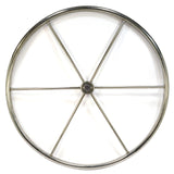 Vintage CHROME BOAT STEERING WHEEL 24" dia., 6-Spoke SHIP Yacht NAUTICAL DECOR +