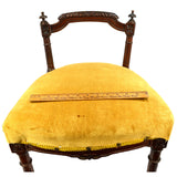 Antique VICTORIAN VANITY CHAIR Low-Back PIANO STOOL Ornate CARVED HARDWOOD c19th