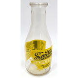 Vintage ACL/PYRO GLASS "ICE CREAM" MILK BOTTLE Yellow "SMITH'S MODEL DAIRY INC."