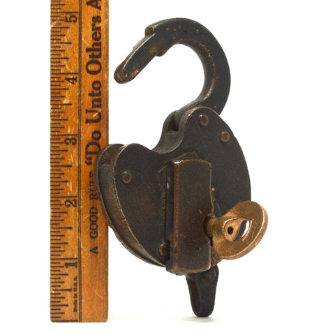 Antique HTF-RARE BRASS PADLOCK DL&W by "FRAIM" with Keyhole Cover & WORKING KEY!