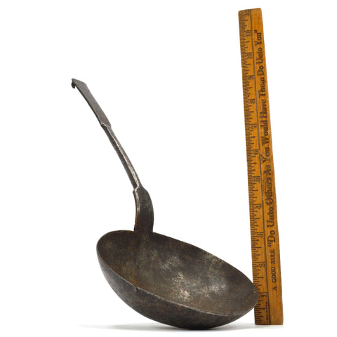 Antique LARGE WROUGHT IRON LADLE 5" Bowl TASTING SPOON Marked "G.78.93.1." BIG!!