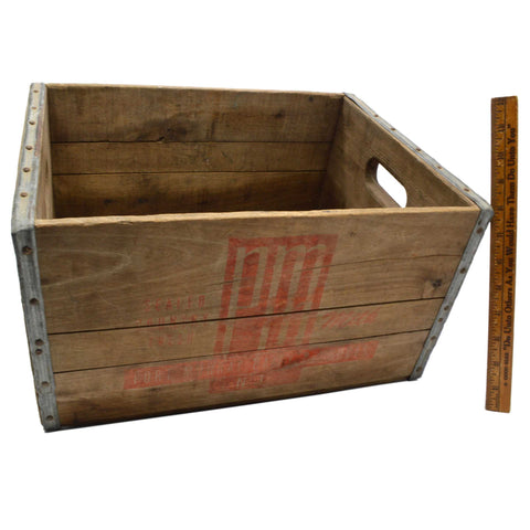 Antique WOOD CRATE "PORT MURRAY DAIRY PRODUCTS" Rare N.J. "PM MILK"  Wooden Box!
