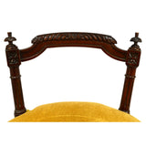 Antique VICTORIAN VANITY CHAIR Low-Back PIANO STOOL Ornate CARVED HARDWOOD c19th