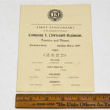 Antique MILITARY REUNION DINNER INVITATION May 2, 1899 COMPANY I, 13TH REGIMENT