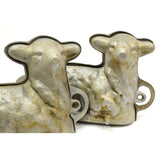 Vintage FIGURAL LAMB CAKE MOLD Lot of 2 CAST ALUMINUM MOLDS Marked "MAL" Easter