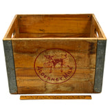 Vintage ALDERNEY MILK Wood & Steel DAIRY CRATE w/ BABY COW LOGO Newark, NJ Rare!