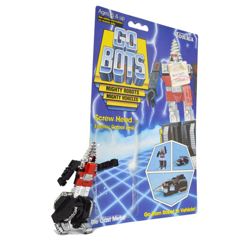 Vintage TONKA GOBOTS "SCREW HEAD" No. 22 Enemy ROBOT DRILL w/ ORIGINAL CARD-BACK