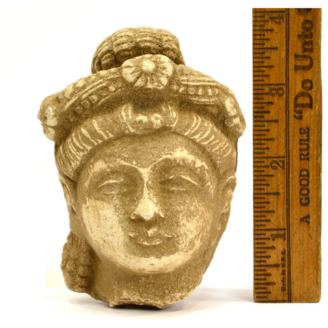 Ancient GANDHARA/GANDHARAN STUCCO HEAD Bodhisattva/Buddha? CARVED STONE Artifact