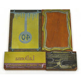 Antique WOOD-BACK PRINT BLOCK Printing Blocks LOT OF 5 Frame/Boarder ADVERTISING