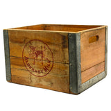 Vintage ALDERNEY MILK Wood & Steel DAIRY CRATE w/ BABY COW LOGO Newark, NJ Rare!