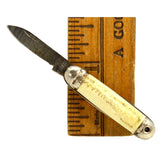 Vintage MINIATURE POCKET KNIFE 1-3/8" w/ 7/8" Blade MOTHER OF PEARL SCALES Japan