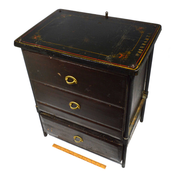 Antique FAIRBANKS CHEST OF DRAWERS Dresser/End Table CAST IRON & WOOD Homemade?