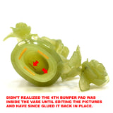 Antique CARVED JADE VASE Lidded/Covered ORNATE ROSES & BIRDS **Broken & Glued**