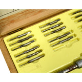 Rare WIRU TAPS & DIES SET W. Germany WATCHMAKERS TOOLS in Wood Box **MISSING 1**