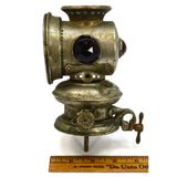 Antique ROSE MFG CO KEROSENE BIKE LAMP 3 Faceted Glass Jewels *FOR PARTS/REPAIR*