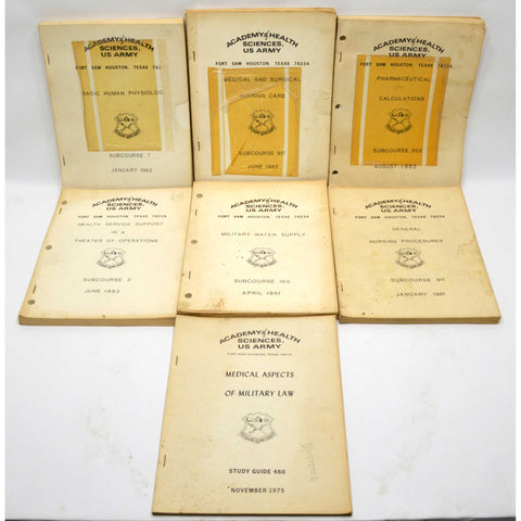 Vintage MILITARY GUIDE BOOK Lot of 7 ACADEMY OF HEALTH SCIENCES US ARMY 1975-83