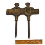 Antique BRASS & GUNMETAL TRAMMEL POINTS Unbranded HARDWOOD BEAM COMPASS c.19th