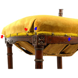 Antique VICTORIAN VANITY CHAIR Low-Back PIANO STOOL Ornate CARVED HARDWOOD c19th