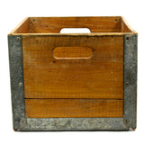 Vintage ALDERNEY MILK Wood & Steel DAIRY CRATE w/ BABY COW LOGO Newark, NJ Rare!