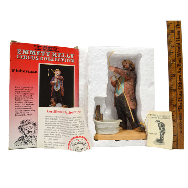 New (Open) "EMMETT KELLY CIRCUS COLLECTION" Porcelain "FISHERMAN" CLOWN FIGURINE
