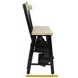 Vintage KITCHEN STEP STOOL CHAIR Wood Chair w/ 2 FLIP-OUT STEPS Old B&W PAINT!