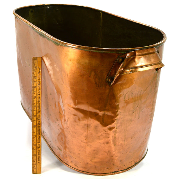 Antique COPPER ROASTING PAN (No Lid) LARGE HANDLED TUB, 11.5 Gallon/44 Liter Pot