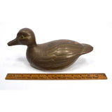 Vintage HEAVY BRASS DUCK DOORSTOP 11", 4 lbs. Unbranded DECORATIVE BIRD Patina!