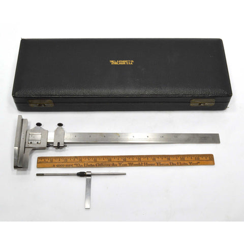 Vintage STARRETT 12" VERNIER HEIGHT GAGE #454 in Orig. Box + 454D OFFSET SCRIBER