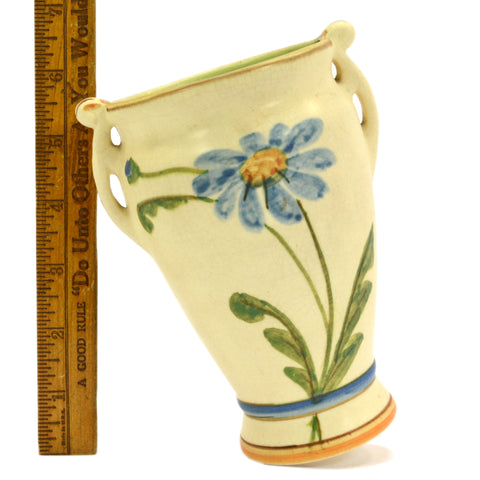 Antique WELLER POTTERY "BONITO" VASE 6" Hand-Painted BLUE FLOWER Artist Signed!