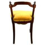 Antique VICTORIAN VANITY CHAIR Low-Back PIANO STOOL Ornate CARVED HARDWOOD c19th
