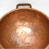 Antique COPPER POT 5-Gal/20-L APPLE BUTTER KETTLE c.19th Cauldron 2-IRON HANDLES