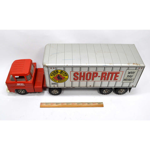 Vintage SHOP-RITE TRACTOR TRAILER TRUCK Pressed Steel GROCERY STORE SEMI + Box!!