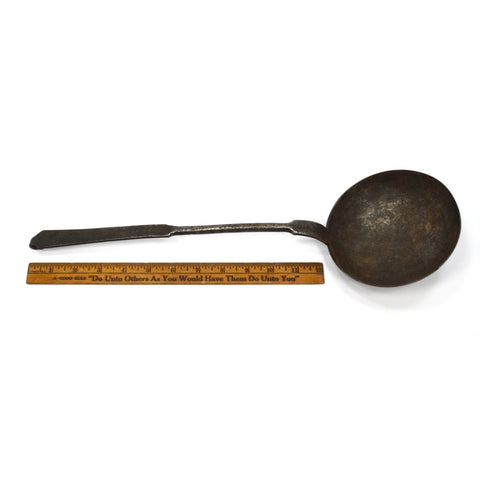 Antique LARGE WROUGHT IRON LADLE 5" Bowl TASTING SPOON Marked "G.78.93.1." BIG!!