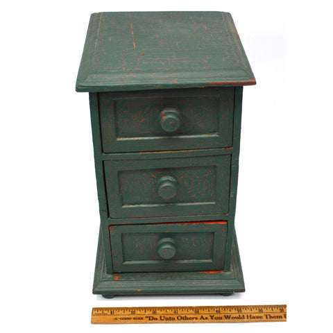 Vintage APOTHECARY CABINET 3-Drawer SPICE RACK Old Green over Older Red Paint