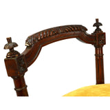 Antique VICTORIAN VANITY CHAIR Low-Back PIANO STOOL Ornate CARVED HARDWOOD c19th
