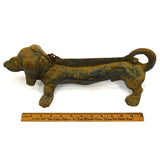 Vintage CAST IRON DACHSHUND BOOT SCRAPER 15" Doorstop SHOE SCRAPE Superb Patina!