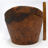 Antique LEATHER TOP HAT BOX by "YOUNG BROS." of NY w/ ORIGINAL MONEY ORDER TAGS
