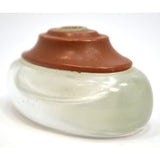 Vintage BLOWN GLASS INKWELL w/ BAKELITE(?) TOP Oval/Elliptical CAPTAIN'S? Rare!!